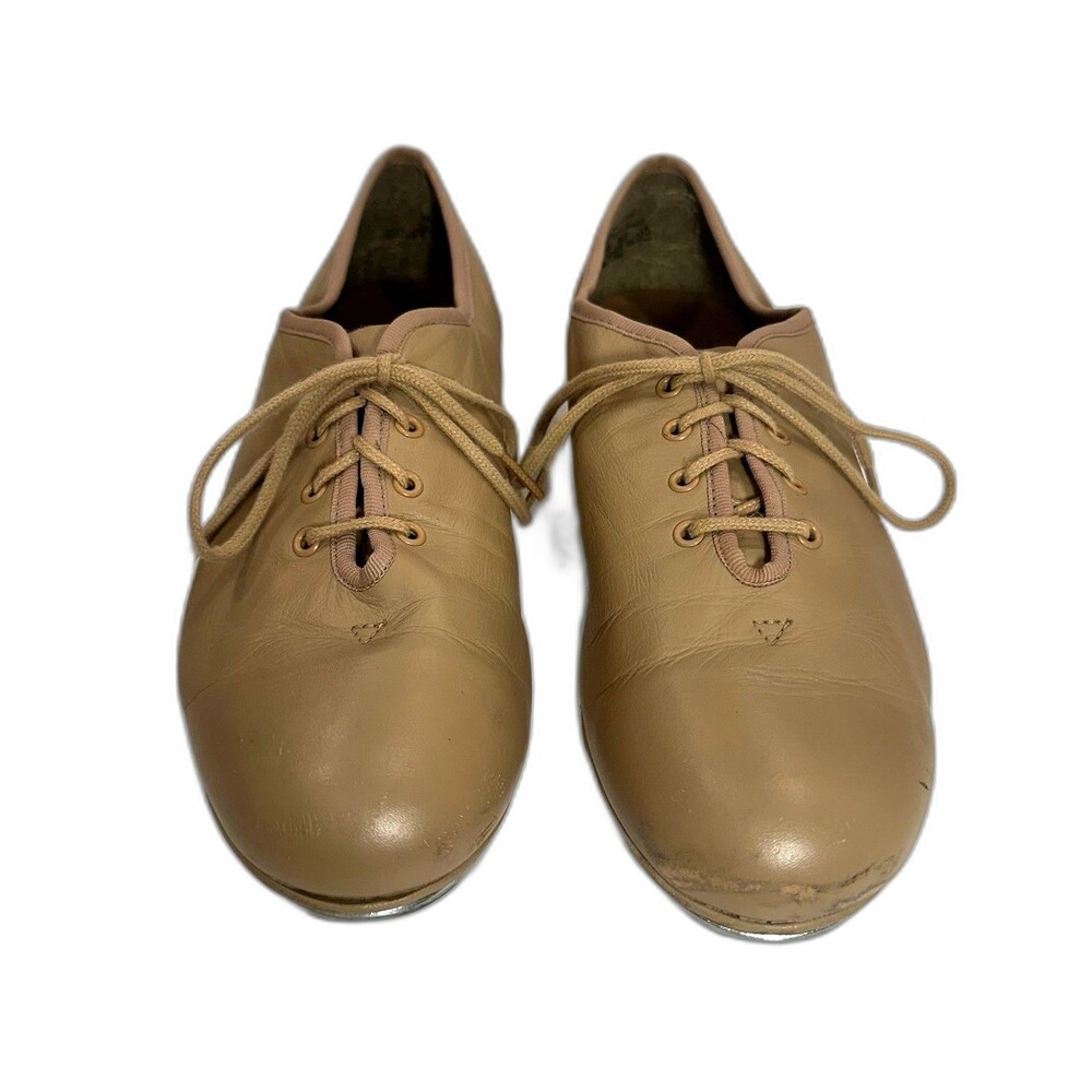 Capezio Leather Tap Shoes Women’s 10.5 M Tan Lace-Up Tele Tone Made in Thailand